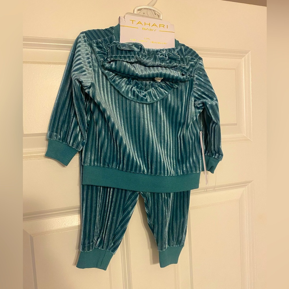 Tahari Baby 3 Piece Set - Top, Pants and Headband, 3-6 months